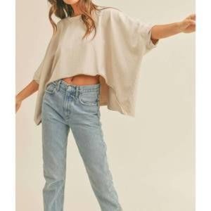 Miou Muse Zayla Vintage Cotton Top in Beige NEW Sz Med